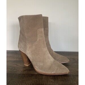 Brochu Walker The Marfa Suede Western Block Heel Bootie Color Antler Tan Sz 10